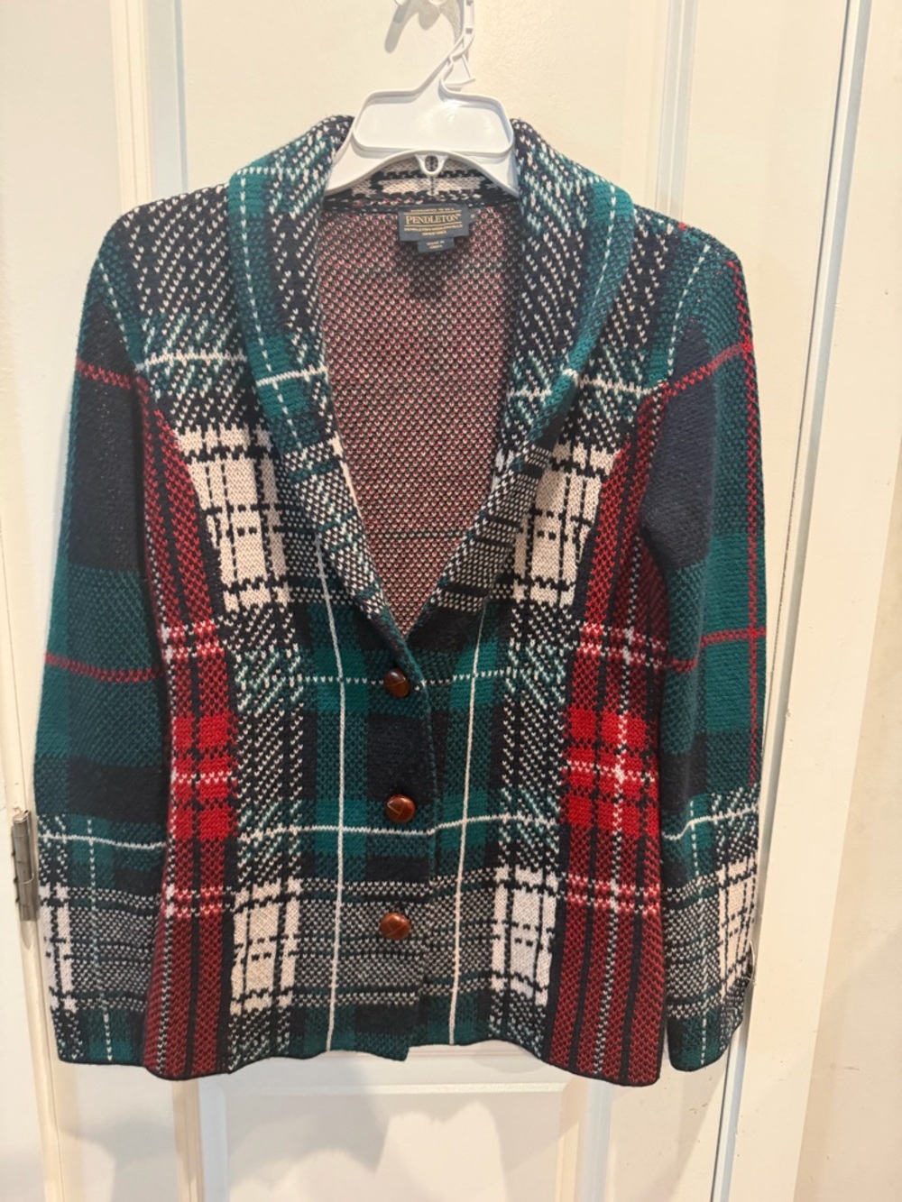 Vintage Pendleton tartan plaid wool cardigan sweater Size S - Picture 12 of 13